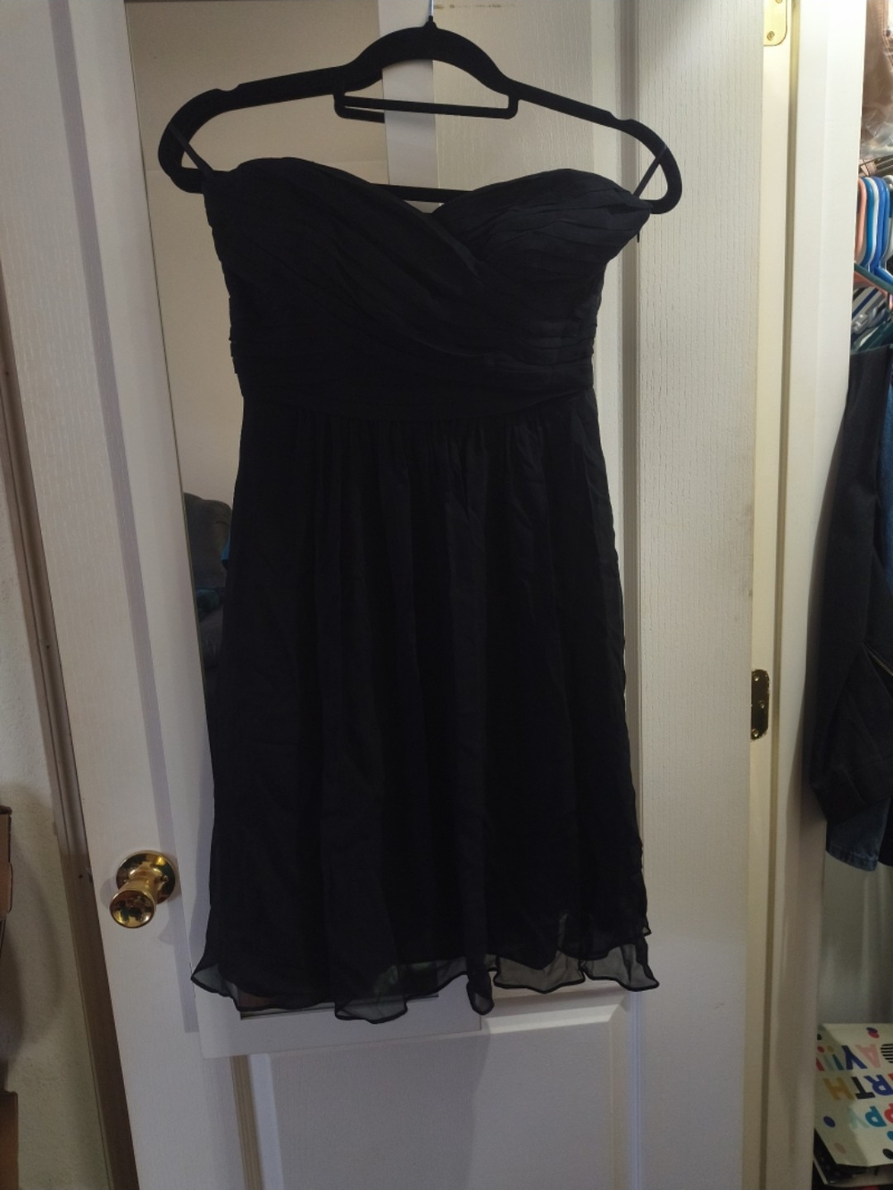 Ann Taylor Black Strapless Chiffon Cocktail Dress